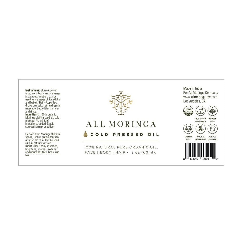 Organic Moringa Seed Oil - Cold Pressed